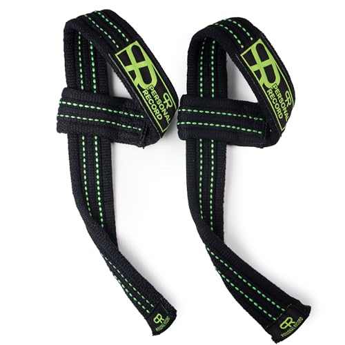 PR Lifting Straps for Weightlifting – Heavy Duty Deadlift Straps with Extra Thick Material for Grip & Wrist Support – Gym Wrist Straps for Powerlifting, Bodybuilding, Strength Training Personal Record - color: Black Neon