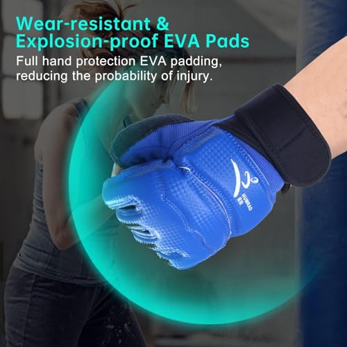 Kickboxing Sparring Gloves TKD Gloves for Men Women Half Finger Boxing Gloves Fighting Gloves Boxing Gloves for Punching Bag Training Gloves for Men Women Black - color: Blue, size: X-Small