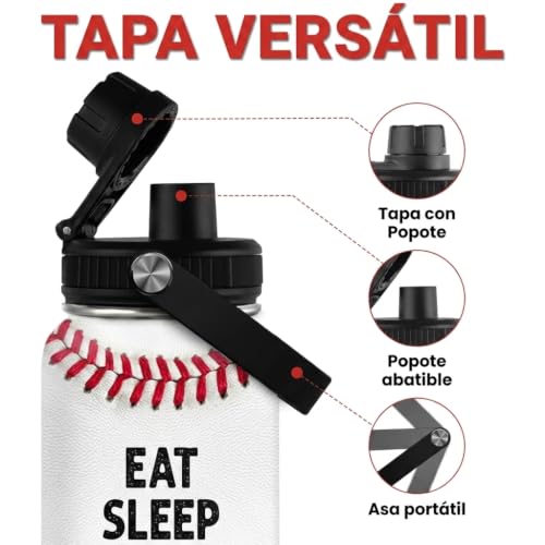 Baseball Water Bottle 32 Oz - Insulated Stainless Steel Sport Bottles with Lid - Baseball Men Players Fan Coach - color: Baseball 3
