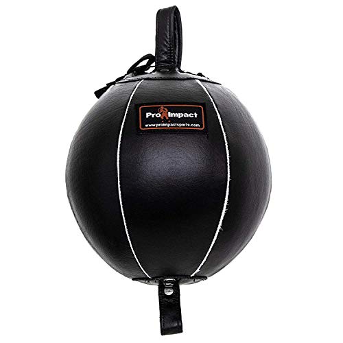Genuine Leather Double End Boxing Punching Bag - Speed Striking & Dodge Training Ball for MMA, Muay Thai, Boxing, Gym Workout - Includes Cords & Hooks for Easy Setup - size: 7 Inch