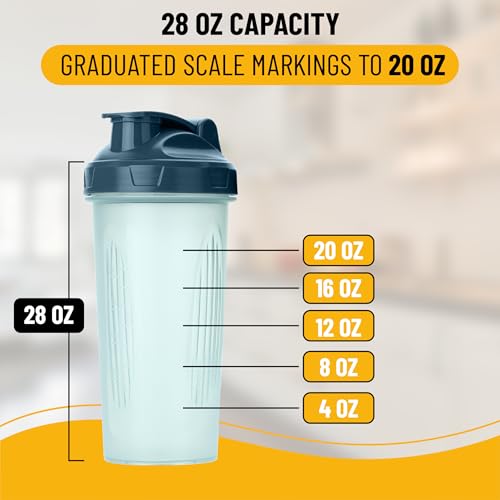 Mr. Pen- Shaker Bottles for Protein Mixes, 28 oz | Leak Proof Shaker Cups with Stainless Steel Wire Whisk Ball for Protein Shakes and Pre Workout, Fathers Day Gift - color: Clear