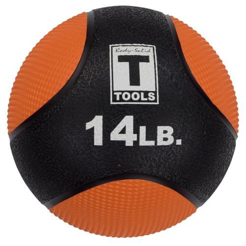 Body-Solid (BSTMB14 Rubber Medicine Ball, Superior Grip Textured Surface Adjustable Air Pressure Fitness Balls, Ideal for Cardio and Core Exercise in Home & Gym Workouts, 14 lb