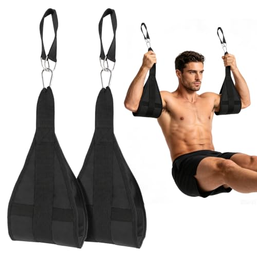 Hanging Ab Straps for Pull Up Bar, Heavy Duty Anti-Tear Abdominal Exercise Straps for Core Strength Training, Leg Raises, Knee Raises - Home Gym Abs Equipment with 2 Steel Carabiners, 2 Pack