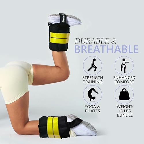 Ankle & Wrist Weights - 8/16/20/30 lbs Pair (4-15lbs - Each) | Dual Adjustable Secure Strap System, Patented Design, Ideal for Home Workouts, Pilates, Yoga, Glute Training - size: 15 lbs each (30 lbs pair)