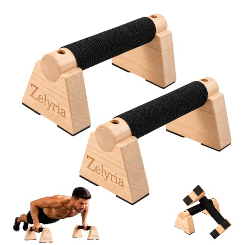 Parallettes Bars, 2 PCS Wood Calisthenics Equipment Non-Slip Base Exercise Home Workout Equipment, Wooden Pushup Bars & Calisthenics Bar - Handstand Bars and Pushup Handles for Men - color: Wood-20cm