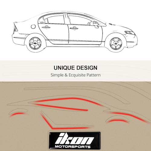 Fit 2006-2011 Honda Civic Coupe & Sedan Floor Mat IKON Style Beige | IKON MOTORSPORTS, Latex Rubber Custom Fit All Weather Easy Clean Interior Car Carpets Full Set 3 Pieces - color: Beige