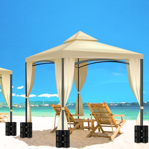 Extra 320 LBS Canopy Weights Sand Bags Set of 4, Plug Size Heavy Duty Tent Leg Sandbag for Outdoor Sun Shelter, Gazebo, Patio Umbrella (Black, 80 Lbs x 4) - size: 320 LBS
