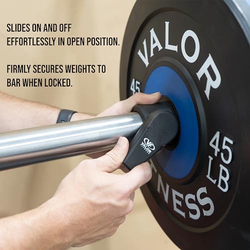 Valor Fitness Muscle Clamps Snap & Lock Barbell Collars for Olympic Weights, Secure Grip for 2-Inch Bars, Quick Release Pair for Strength Training & Weightlifting