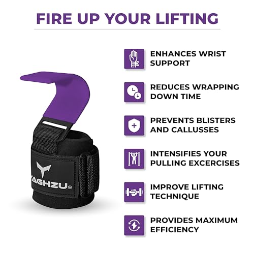 Weight Lifting Hooks, Padded Weight Lifting Straps Wrist Straps for Men and Women, Premium Deadlift Straps for Weightlifting and Powerlifting, Weight Lifting Gloves for Pull Ups - color: Purple