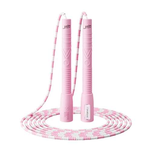 Adjustable Dual-Bearing Jump Rope with Soft TPU Beads – Tangle-Free, Smooth-Spinning, Durable for Indoor/Outdoor Cardio, for Kids & Adults - color: Pink