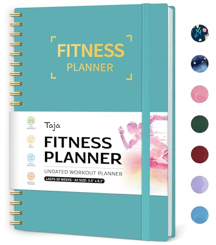 Fitness Workout Journal for Women & Men, A5(5.5" x 8.2") Workout Log Book Planner for Tracking, Progress, and Achieving Your Wellness Goals-Blue - color: c.Blue