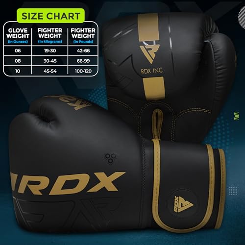 RDX Kids Boxing Gloves Sparring and Muay Thai Maya Hide Leather, Kara Patent Pending Junior Training Mitt for Kickboxing, Punching Bag, Focus Pads, MMA, Thai Pad, Double End Ball Punching Gloves - color: GOLDEN, size: 8OZ
