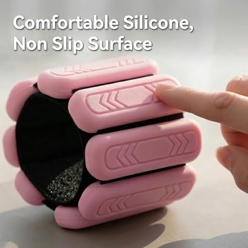 Wrist & Ankle Weights for Women Men, 1lb/2lb/4lb Set of 2 - Adjustable Wearable Weighted Bands, Waterproof Silicone Arm & Leg Weights for Pilates, Yoga, Walking, Dance, Home Workout & Gym - color: Pink, size: 1lb each weight (2lbs Pair)
