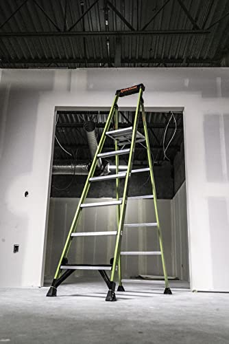 Little Giant Ladders, MightyLite 2.0, 8' Stepladder with Ground Cue, Fiberglass, Type IAA, 375 lbs Weight Rating, (15408-001), Green - size: 8 Ft.