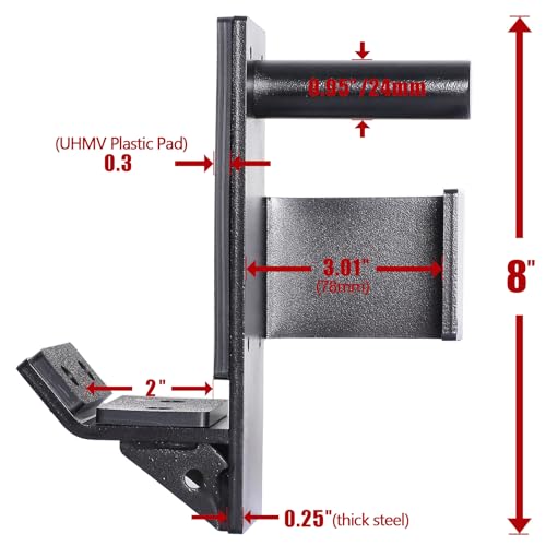 SYL Fitness J-Hooks for Squat/Power Rack - Available in 2"x2" and 3"x3", Heavy Duty J-Cups Barbell Holder with UHMW Pads - color: For 3"x3" Rack with 1" Hole