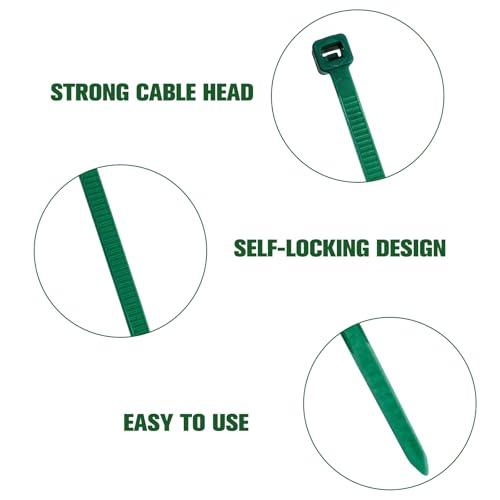 Zip Ties 6 inch, 1000 Pack Green Zip Ties, Green Cable Ties Self-Locking Nylon Cable Ties with 40 lbs Tensile Strength,Wire Ties for indoor and outdoor use. - color: Green, size: 6"(1000 Pack) 40 Lb