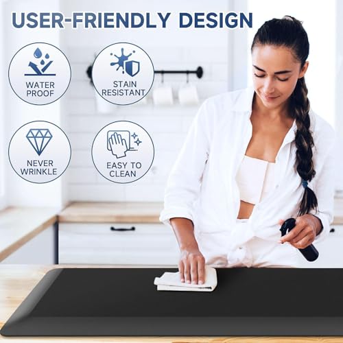 4/5 Inch Thick Kitchen Mat Anti Fatigue Mat Kitchen Rugs Kitchen Decor Non-Slip, Stain & Water Resistant, Kitchen Mats Desk Mat for Kitchen, Office, Workshop, Black, 17'' x 60'' - color: Black, size: 60"L x 17"W x 0.8"Th