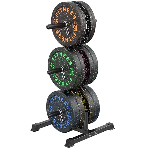 HANDBODE Weight Plate Rack with Barbell Storage, 1100 lbs Capacity | 6-Peg Vertical Holder for 1- or 2-Inch Plates, Heavy-Duty Organizer for Home Gym - style: 300 LB - Set with Rack