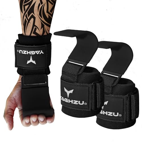 Weight Lifting Hooks, Padded Weight Lifting Straps Wrist Straps for Men and Women, Premium Deadlift Straps for Weightlifting and Powerlifting, Weight Lifting Gloves for Pull Ups - color: Black