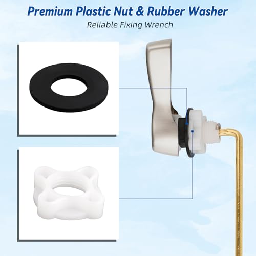 Hibbent Universal Front Mount Metal Toilet Handle Replacement Kit, Brass Toilet Tank Flush Lever with Stainless Steel Adjustable Flapper Chains for Most Toilets, Brushed Nickel - color: Brushed Nickel, style: Front Mount