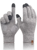 TRENDOUX Merino Wool Winter Gloves: Touch Screen Knitted Gloves Warm Thin Non-slip Glove for Men Women Driving Running Gift - color: Midgray, size: Large