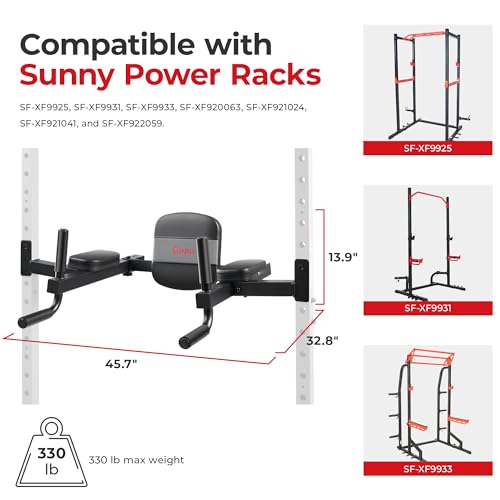 Sunny Health & Fitness Power Cage Squat Rack Attachments for Home Gym | Strength Training, Expanded Workout Variety, Durable Construction, Secure Fit, Quick Installation, Versatile Exercise Support - style: Captain's Chair