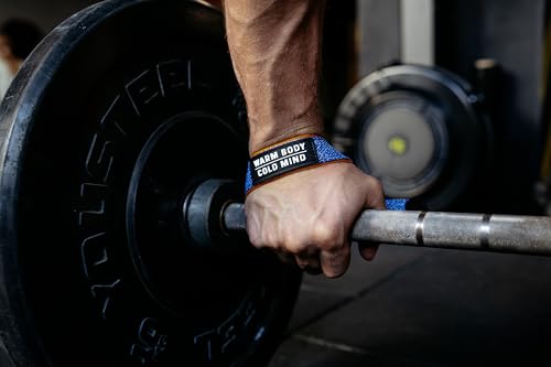 WARM BODY COLD MIND V2 Lifting Wrist Straps for Weightlifting - Hand Straps for Powerlifting, Weight Lifting, Bodybuilding Functional/Cross Training, Deadlift Gym Bar, Cotton - color: Basic Blue
