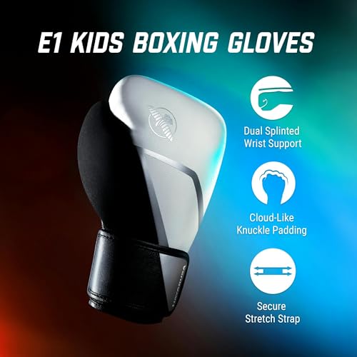 Hayabusa E1 Boxing Gloves for Kids, Youth and Teens - color: White/Silver, size: 8oz