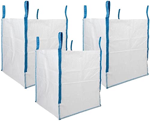DURASACK Heavy Duty Builder's Bulk Bags 200 Gallon, Open Top, Pack of 3 | White Woven Polypropylene Contractor Trash Bags for Demo and Construction, Holds up to 2200 lbs - size: Pack of 3