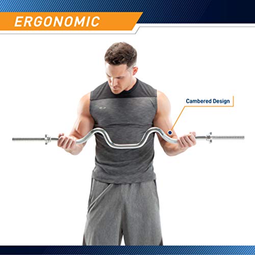 Marcy 1 inch Standard Curl Bar with Spin-Lock Collars Weightlifting Strength Training Home Gym Accessory for Triceps and Biceps - style: One-Piece