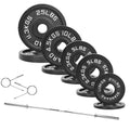 Fitvids 2 Inch Olympic Barbell Weight Plates and Bar Set, 5 FT Barbell Bar and 95 LB(2.5-25 LB) Barbell Weight Set for Home Gym Strength Training - style: 95LB Set with Bar Style #2