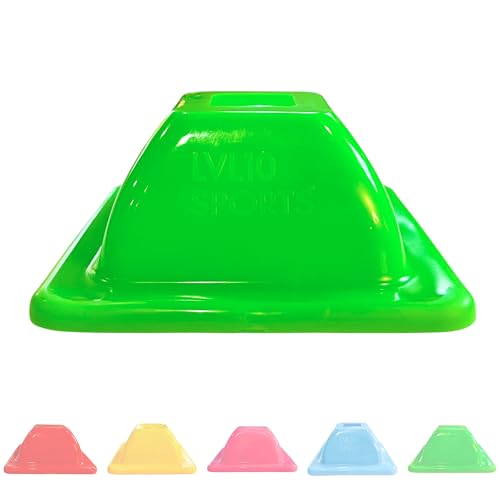 LVL10 Pro Training Cones - 2" Mini Soccer Cones for Sports Training - for Basketball, Football, Basketball and Agility Drills - Soccer Field Markers That Won't Crack, Slide or Fly - color: Neon Green, style: 8 Pack