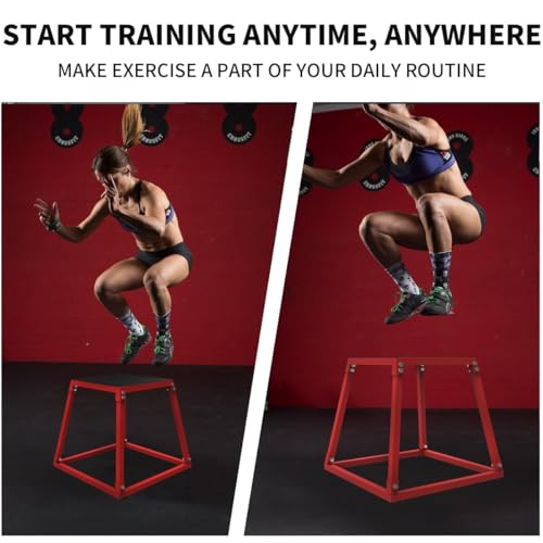 12/18/24/30 Inch Steel Plyometric Jumping Box, Anti-Slip Step Platform Jump Box for Strength and Conditioning Training, Exercise Jump Boxes for Home Gym - color: Red, size: 12 inch