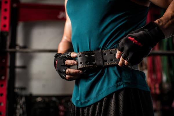 Harbinger Padded Leather Contoured Weightlifting Belt - 4" or 6” Width - Interior Suede Lining & Foam Cushioning - Heavy-Duty Dual Prong Steel Roller Buckle - for Lifting Support - size: Small, style: 4 Inch