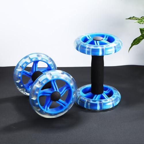 Dual Ab Roller Wheel For Core Strength Double Abdominal Exercise Machine Stomach Workout Equipment Gear Tummy Shaping Trainer Non Slip Handles Blue Men Women 7.87 Inches