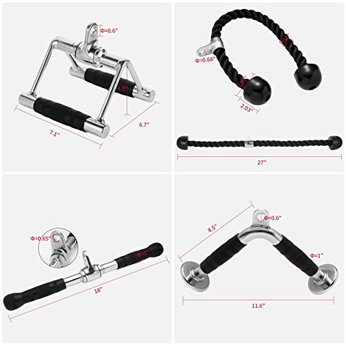 LAT Pulldown Attachments Combo, Cable Machine Accessories with Curl Pulldown Bar, Fit Most Gym Machines, Made of Heavy Duty Solid Steel - color: Sliver