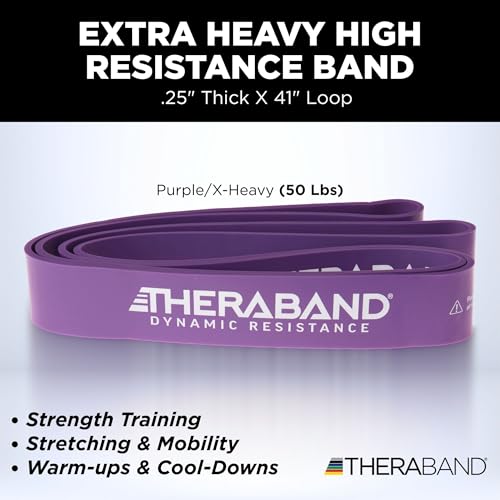THERABAND High Resistance Band, Extra-Heavy Elastic Super Band for Full Body Workouts, Physical Therapy, Strength Training, Durable 41” Loop Exercise Band, 50 lbs Resistance - size: X-Heavy (50 lbs)