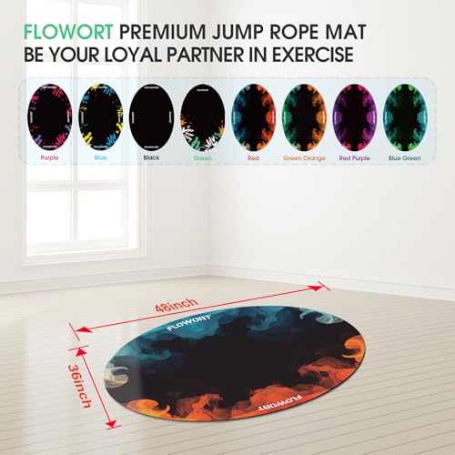 Cheete Jump Rope Mat Large Rubber Exercise Mat Indoor Outdoor Shock Absorbing Mat Non-Slip Oval Design for Floor & Rope Protection, Workout Mats for Home Gym Flooring - color: Red＆Blue