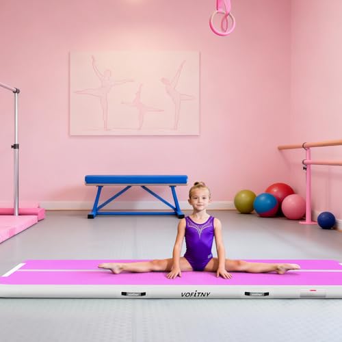 VOFiTNY All Purpose Gymnastics Mat 6.6/10/13/16/20 ft Sturdy Inflatable Tumble Track for Home/Gym - color: Cyan/HotPink, size: 16ft*3.3ft*4inches(5m*1m*0.1m)