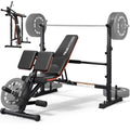 YOLEO Weight Bench with Rack - Bench Press Set, Leg Extension, Preacher Curl & Flat/Incline/Decline Full Body Workout Bench, Adjustable Olympic Weight Benches for Home Gym(47.44IN WIDE GRIP)
