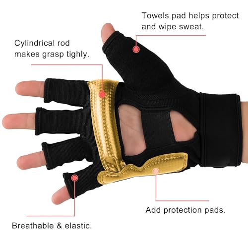FitsT4 Sports Half Mitts MMA UFC Training Boxing Punch Bag Martial Arts Gloves - color: Gold, size: X-Large