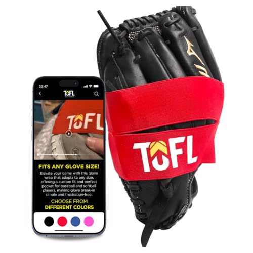 TOFL Baseball Glove Wrap Band for Mitt Shaping | Elastic Strap with Adjustable Closure for Pocket Forming & Storage | Youth & Adult Softball Mitt Care Accessory (Color & Quantity Options) - color: Red