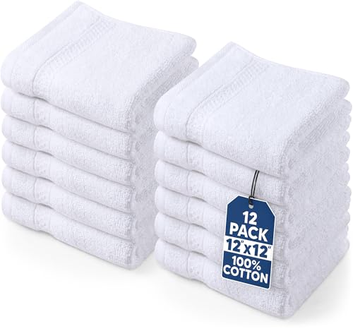 Utopia Towels 12 Pack Premium Wash Cloths Set, 12 by 12 Inches, 100% Cotton Ring Spun, Highly Absorbent and Soft Feel Essential Washcloths for Bathroom, Spa, Gym, and Face, White - color: White, size: 12 Wash Cloths