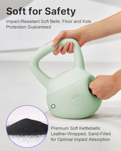 YOTTOY Soft Kettlebell,Kettlebell Anti-Slip Grip Weight for Home Workouts, Kettlebells Set Strength and Safety Guaranteed - color: Green, size: 6.0 Pounds