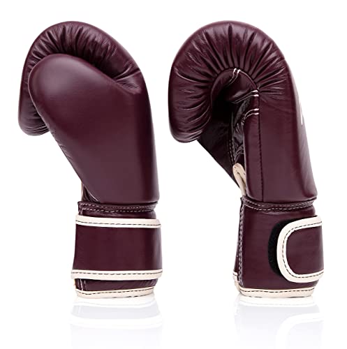 Fairtex BGV16 Leather Compact Muay Thai Boxing Gloves - color: Maroon, size: 12 oz