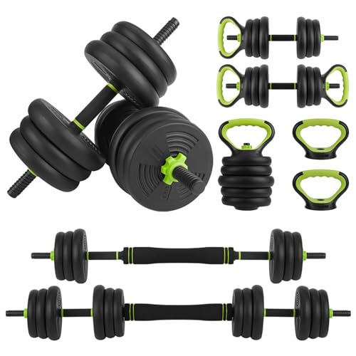 44/66/88Lb Dumbbell Sets Adjustable Weights, Free Weights Dumbbells Set for Home Gym - color: Green-Round, size: 88 LBS