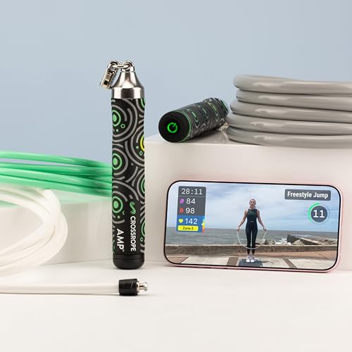 Crossrope AMP 2.0 Smart Jump Rope Set with 1/4 LB, 1/2 LB & 1LB Jump Ropes – Bluetooth-Connected, High-Intensity Jump Rope Fitness Training for High Calorie Burn and Cardio - Membership Required - size: Extra Small - (User Height 4'6.5" - 5'0.5")