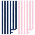 Eunzel 2 Pack Microfiber Beach Towel, Quick Dry Travel Towel Large Sand Free Towel for Beach, Camping, Swim Pool, Gym, Sports& Yoga 71"x32", Stripe Navy & Pink - color: Stripe Navy & Pink