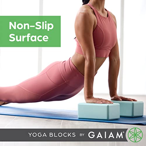Gaiam Yoga Block - Supportive Latex-Free Eva Foam - Soft Non-Slip Surface with Beveled Edges for Yoga, Pilates, Meditation - color: Lagoon, style: 2 Blocks