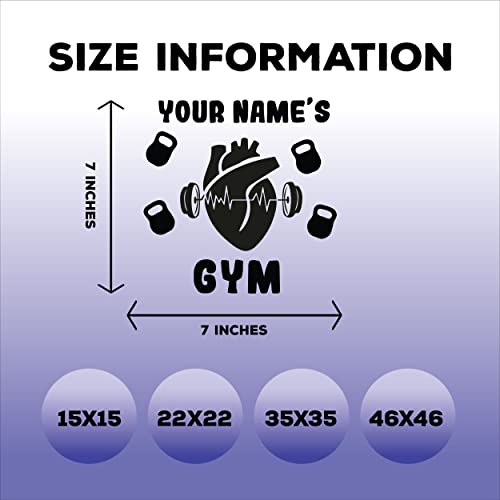 Creative Gym Decal with Hours of Operation Gyms Name Heart and Kettlebells - Custom Gym for Doors and Windows - Open Hours Sticker for Fitness Gyms - color: Dec 23